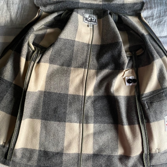 Woolrich Giant Buffalo Wool Coat in grey and ivory Size M - Picture 9 of 14